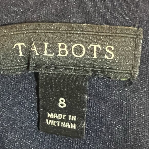 TALBOTS Women’s Midi Dress Size 8 FLORAL JERSEY TWIST FIT & FLARE Blue Stretch - Picture 4 of 12